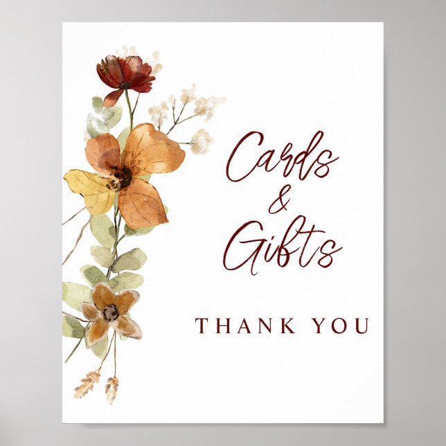 Autumn Wildflower Cards Gifts Poster de Casamento (Frente)