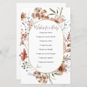 Autumn Wilflower Watercolor Desejos para Bebê