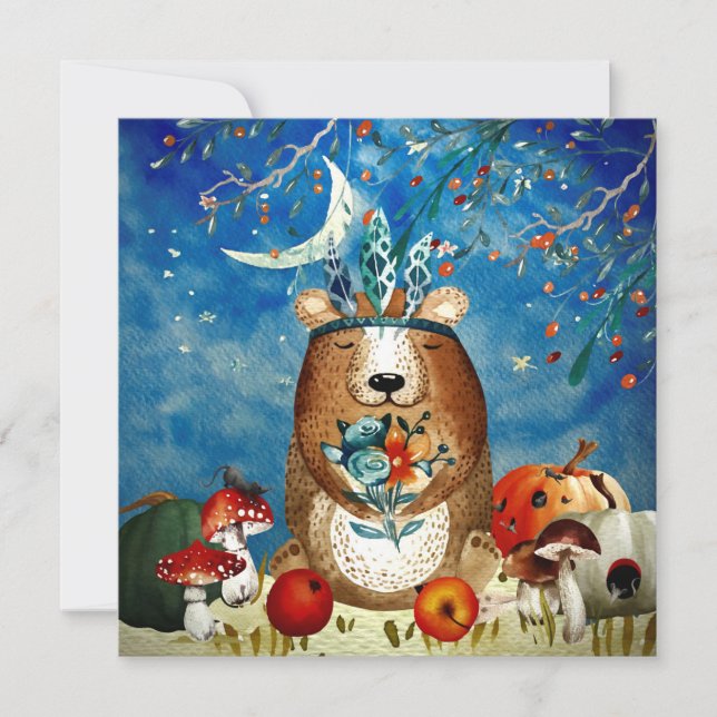 Autumn Woodland Friends Bear Forest Illustration (Frente)