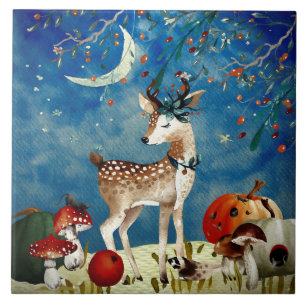 Autumn Woodland Friends Deer Forest Ilustration