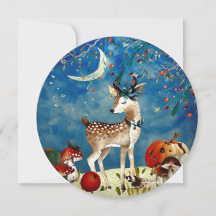 Autumn Woodland Friends Deer Forest Ilustration