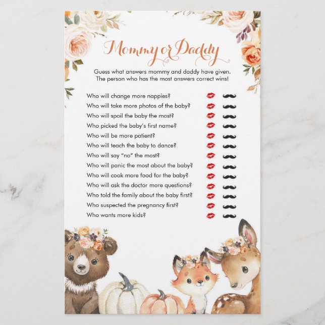 Autumn Woodland Oh Baby Mamãe ou Pai Games (Frente)