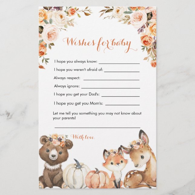 Autumn Woodland Oh Chá de fraldas Desejos Para Beb (Frente)