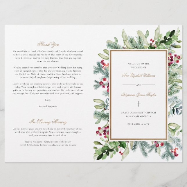 Ava Christian Wedding Program para Natal (Frente)