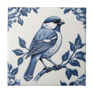 Ave Floral Branca e Azul do Sparrow