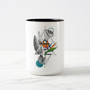 ave geométrica do paraíso e caneca monstera