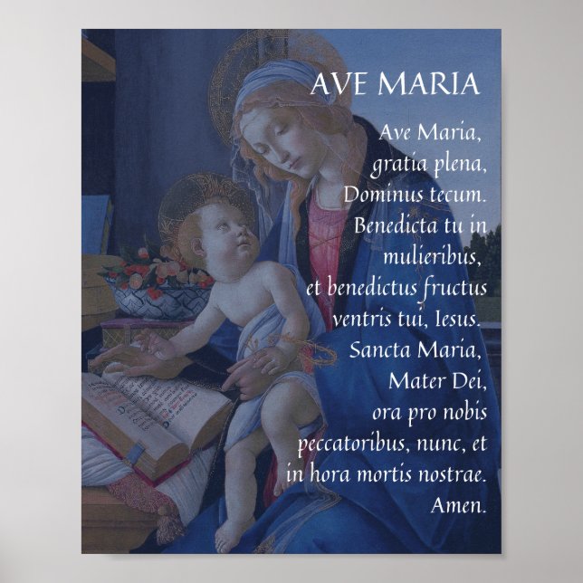 AVE MARIA Latin Prayer Poster (Frente)