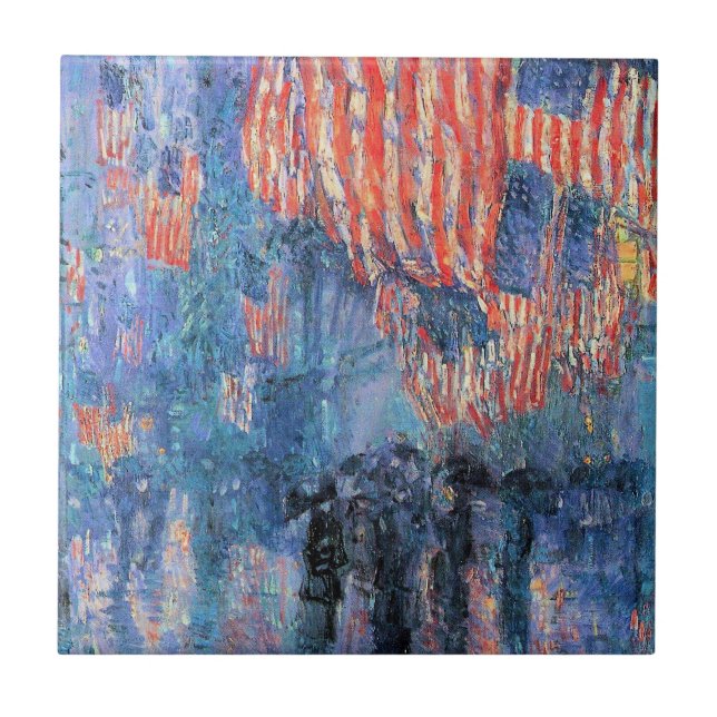Avenida na Chuva por Frederick Childe Hassam (Frente)
