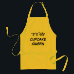 Aventais da rainha do cupcake para o amarelo das<br><div class="desc">Aventais da rainha do cupcake para o amarelo das mulheres |. Humor do cozinhar e do cozimento com pouca coroa. Customizabe com suas próprias citações engraçadas.</div>