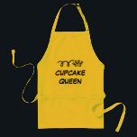 Aventais da rainha do cupcake para o amarelo das<br><div class="desc">Aventais da rainha do cupcake para o amarelo das mulheres |. Humor do cozinhar e do cozimento com pouca coroa. Customizabe com suas próprias citações engraçadas.</div>