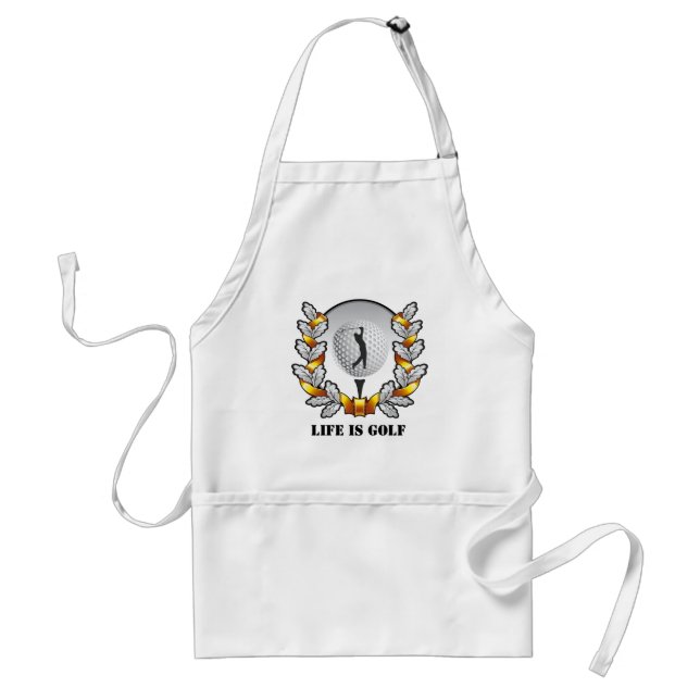 Avental A vida é Golf Golfer Ball Tee White Apron (Frente)