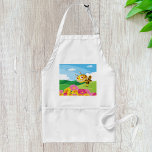 Avental Abelha Monstro Bonita, Ainda Assustadora, num Camp<br><div class="desc">Adicione um toque de reluz à sua cozinha com este avental adorável com um gráfico charmoso de uma abelha alienígena voando sobre flores coloridas. Perfeito para qualquer um que ama designs únicos e brincalhões, este avental traz certamente um sorriso à sua cara enquanto você cozinha, assar ou grelhador. Acelere a...</div>