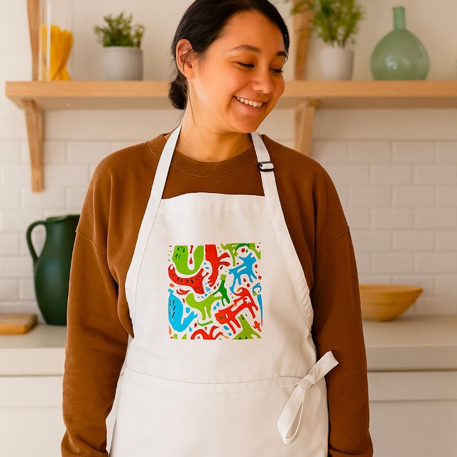 Avental Abstrato Cat Patterno Whimsical Modern Pet Art (Criador carregado)