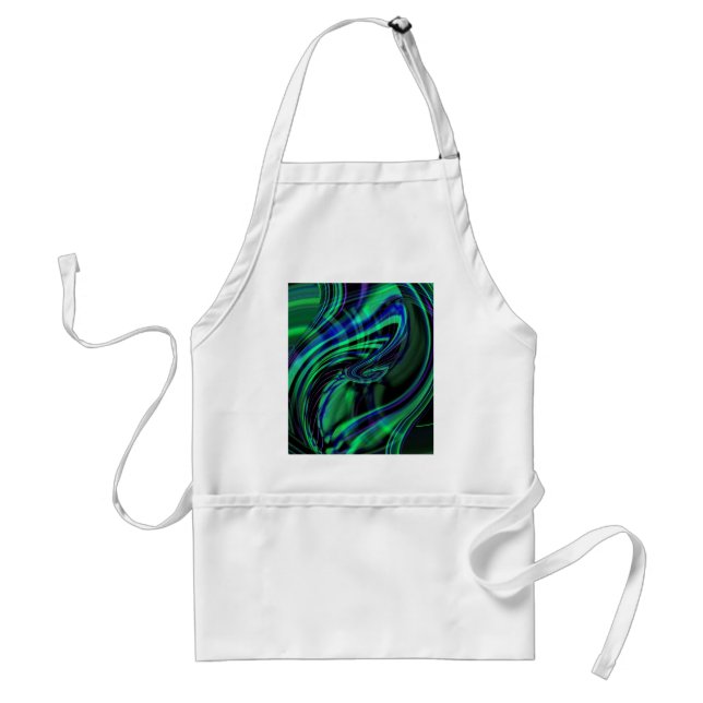 Avental Abstrato Neon Aqua N Blue Waves (Frente)