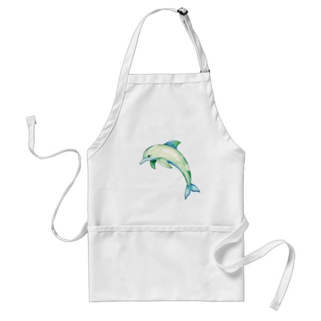 Avental Abstrato Watercolor Dolphin com Estrelas do Mar (Frente)