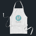 Avental Ácron de panificação curta de chinelos de praia em<br><div class="desc">Chinelos de praia bonitos de pouso para mulheres e homens. Design personalizado com flipflops/chinelos cardíacos. Crie seu avental de cozinhar para pai, pai, mãe, mãe, dia de as mães, tia, irmã, avó. Cor azul turquesa. O churrasco aparece em branco-claro, beige-khaki ou amarelo. Também é divertida para o casamento de destino...</div>