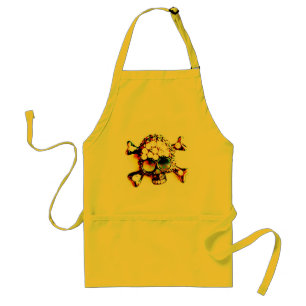 AVENTAL AMARELO DO CRÂNIO E DO NÉON DOS CROSSBONES