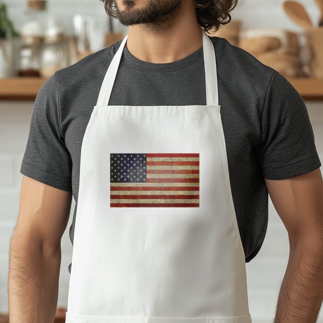 Avental Antiga bandeira americana (Vintage American Flag Apron)