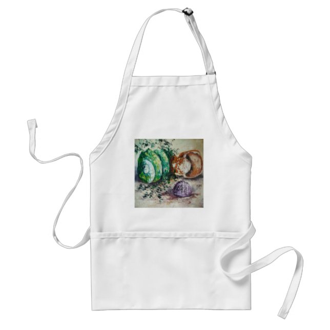 Avental Apron Ann Hayes Pintando Conchas do Mar (Frente)