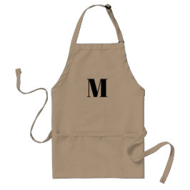 Avental Apron branco preto inicial personalizado monograma