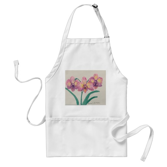 Avental Apron com ótimas orquídeas da minha pintura (Frente)