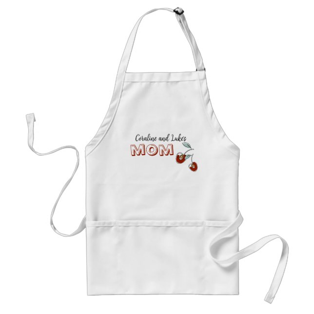 Avental Apron com uma cereja e a inscrição "mãe" (Frente)