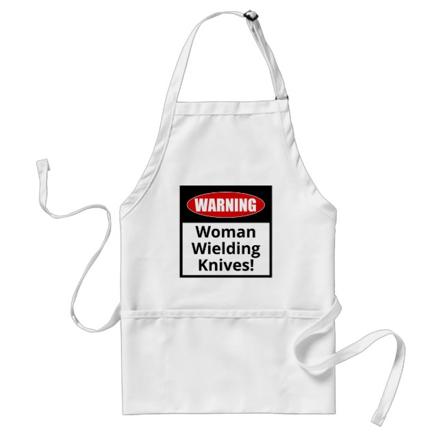 Avental Apron Engraçado: Atenção - Mulher com Knives! (Frente)