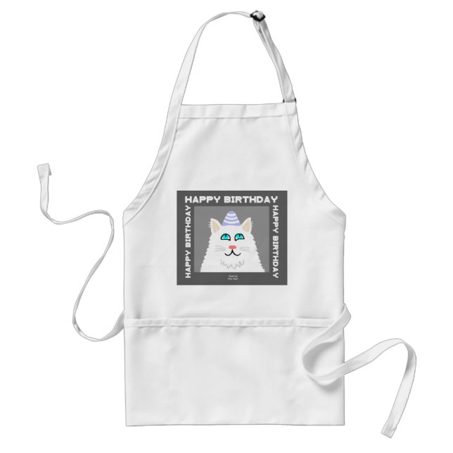 Avental Apron Fluffy White Cat (Frente)