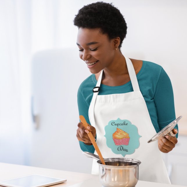 Avental Apron Personalizado Azul Diva cupcake (Criador carregado)