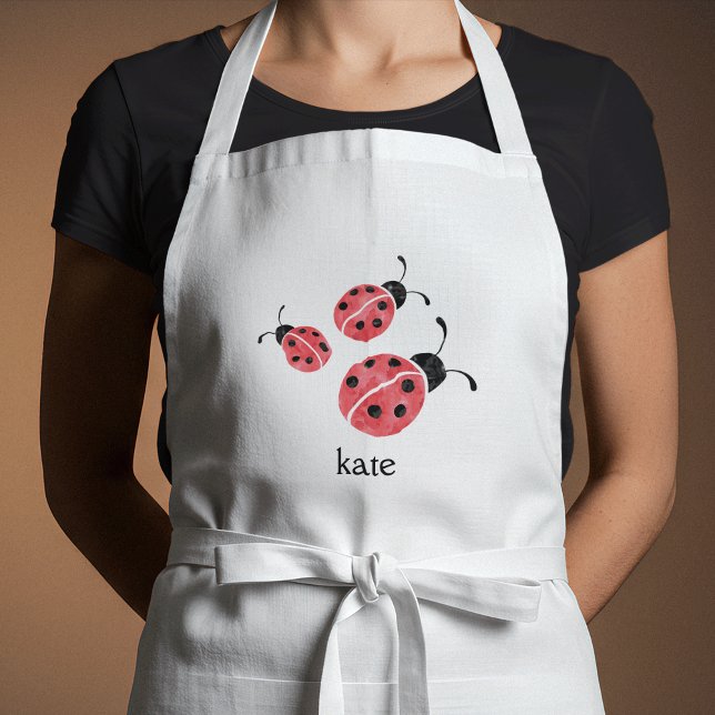 Avental Apron Personalizado de Ladybug de Aquarela (Criador carregado)
