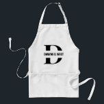 Avental Apron Personalizado Monograma Inicial e Nome<br><div class="desc">Elevem sua experiência de cozinhar com nosso avental monograma personalizado! Personalize com sua letra e nome escolhidos para um toque exclusivo na cozinha. Quer você esteja assando,  grelhando,  ou sautéing,  este avental adiciona estilo e talento a cada aventura culinária.</div>