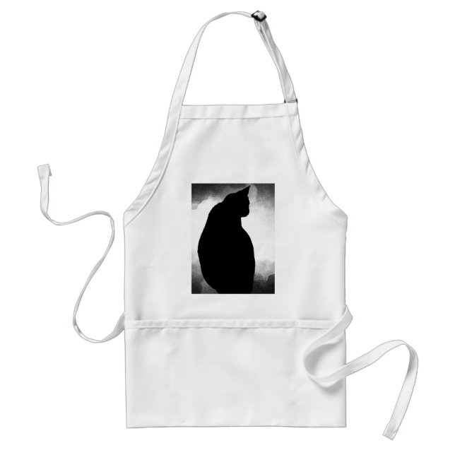 Avental Apron Silhouette de Gato Negro (Frente)