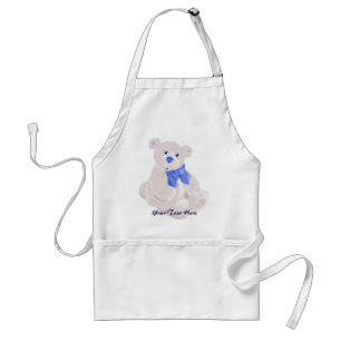 Avental Apron Ursinho branco e azul