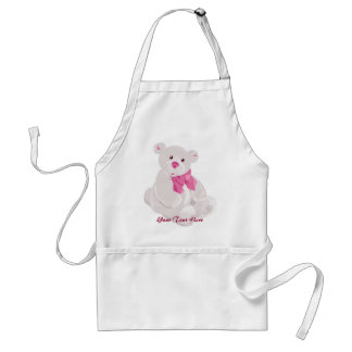 Avental Apron Ursinho branco e rosa