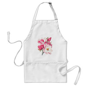 Avental Aquarela Cor Botânica Flores Magnólia