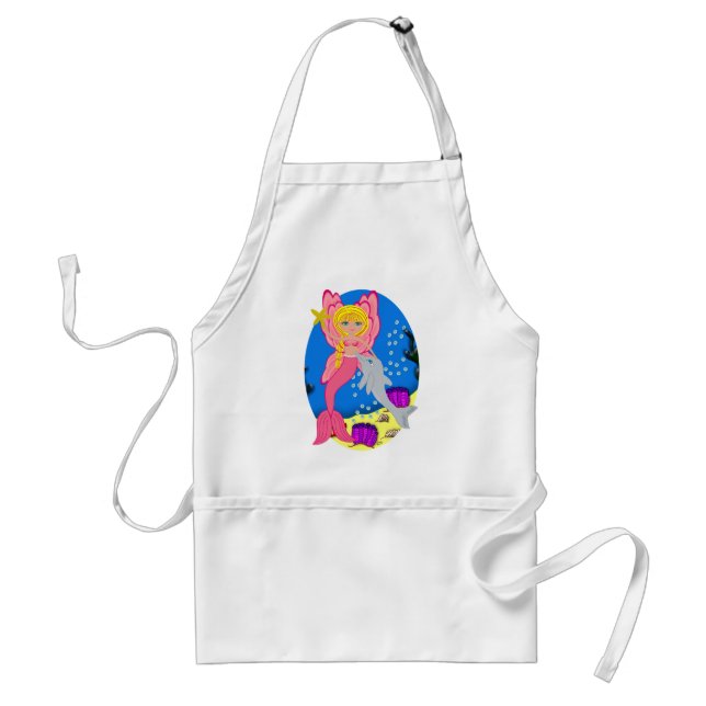Avental Ariel, a Merfaery Rosa e o Golfinho Apron (Frente)