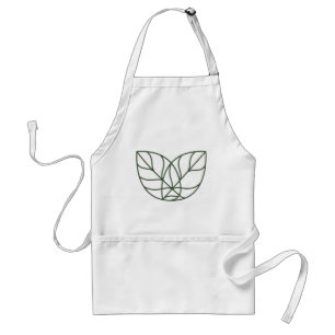 Avental Arte de Linha de Folha Verde Minimalista
