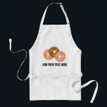 Avental As rosquinhas do fosco com polvilham o texto<br><div class="desc">Este avental caracteriza um gráfico de três rosquinhas: um com glacé do chocolate e dois com glacé da morango. Cada rosquinha tem colorido polvilha na parte superior. Abaixo dos cupcakes,  o texto customizável permite que você adicione sua própria mensagem.</div>