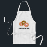 Avental As rosquinhas do fosco com polvilham o texto<br><div class="desc">Este avental caracteriza um gráfico de três rosquinhas: um com glacé do chocolate e dois com glacé da morango. Cada rosquinha tem colorido polvilha na parte superior. Abaixo dos cupcakes,  o texto customizável permite que você adicione sua própria mensagem.</div>