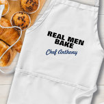 Avental Assar Real Men Personalizado Standard Apron<br><div class="desc">Diversão personalizada de avental de chef.</div>