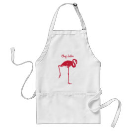 Avental Aves Vintage, um Flamingo Rosa com uma Perna para