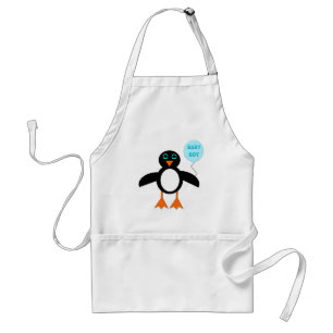 Avental azul bonito do cozinhar do pinguim do beb