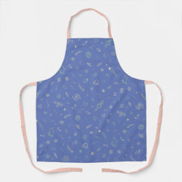 Avental Azul Lavanda com Padrão de Doodle Espacial