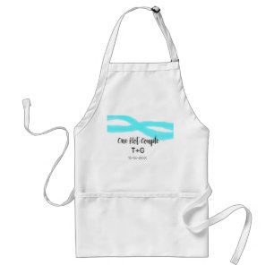 Avental Azul pastel aqua céu um casal quente adicionar nom