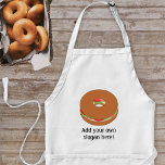 Avental Bagel preenchido - adicione um slogan, nome ou neg<br><div class="desc">Adicione um slogan ou nome para criar um presente personalizado com um tema do bagel. Imagem mostra um anel de pão cheio de alface,  carne e tomate.</div>