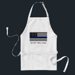 Avental Bandeira americana fina de Blue Line<br><div class="desc">Linha azul fina bandeira americana de estilo. Uma bandeira americana preta do branco e dos azuis cobaltos simbólica da polícia.</div>