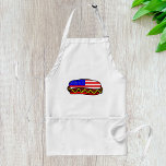 Avental Bandeira Americana Patriótica Cão Quente<br><div class="desc">Adicione um toque de talento patriótico às suas aventuras culinárias com o nosso Cachorro Quente Americano Clássico Apron. Com um gráfico vibrante de um cachorro-quente embrulhado em estrelas e listras icônicas, este avental é perfeito para churrascos, biscoitos ou qualquer escapada da cozinha. Produzido a partir de um tecido durável e...</div>