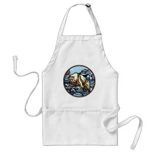 Avental Bear Art BB-Q Apron Native Willife Art Apron