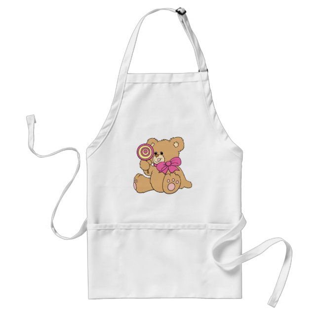 Avental Bebê bonito Urso de Teddy com Lollipop (Frente)