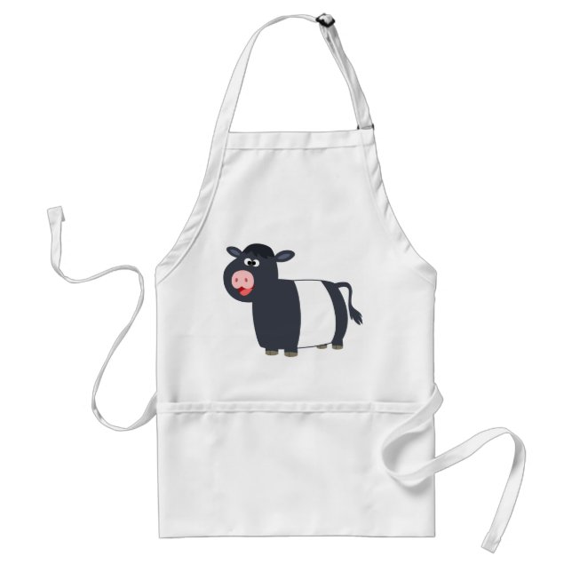 Avental Bela e Feliz Cartoon Abaixo Vaca Galloway Apron (Frente)
